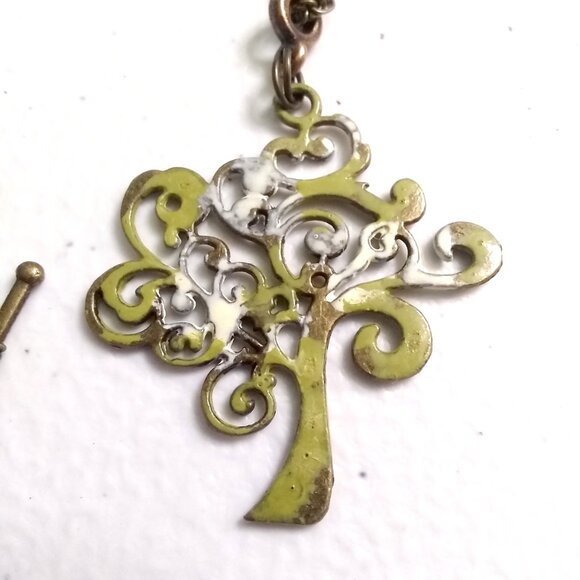 Tree of Life! Patina Painted Bronze Necklace & Earrings Set | Mossy Oak Colors - Picture 3 of 11